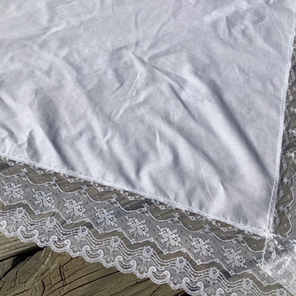 Large White Shawl with Lace Orthodox Wedding Headscarf TriangleScarf Solid White - Picture 10 of 11